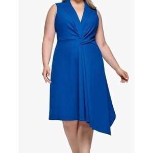 DKNY Soft Everyday Asymmeteric Hem Stretch Knit Sleeveless V Neck Dress 22W NWT